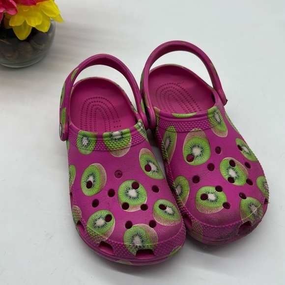 CROCS Shoes - Crocs Pink Kiwi Design Clogs Size 7 CR7253C